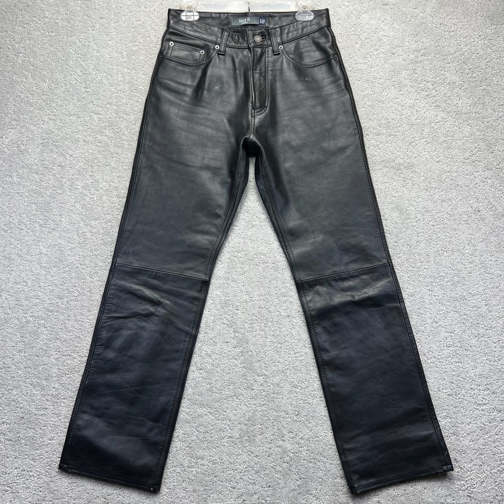 VINTAGE 2000 Gap Pants Mens 29x30 Black Boot Fit Leather Genuine Sleek Grunge